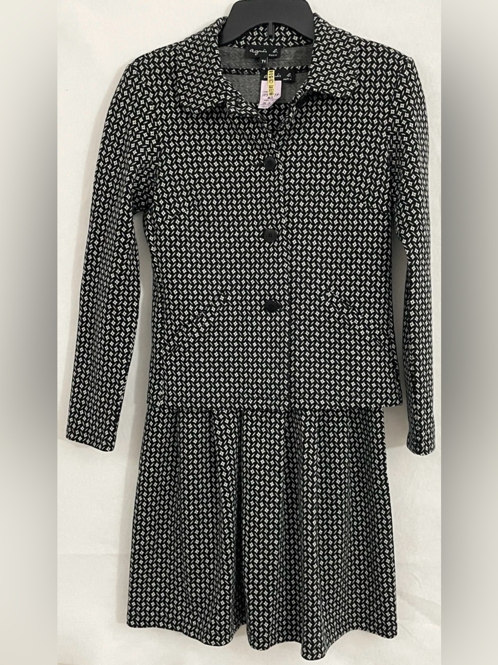 Vintage Agnès b. Paris Made In Japan Geometric Knit Dress Suit Set - Size T1/XS